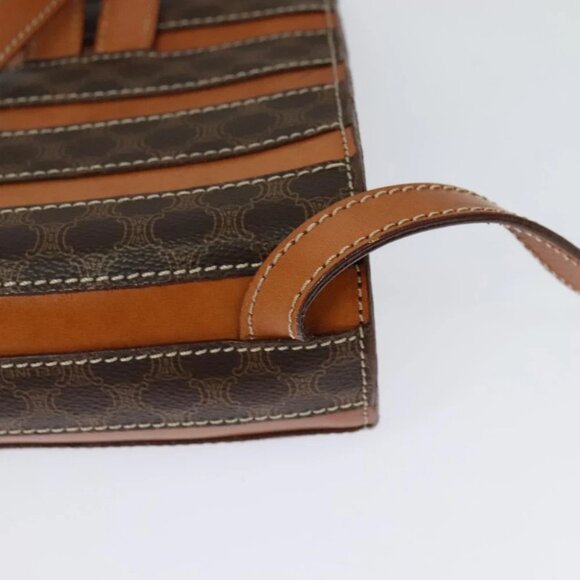 CELINE Macadam Canvas Backpack PVC Leather Brown Gold - Picture 8 of 15